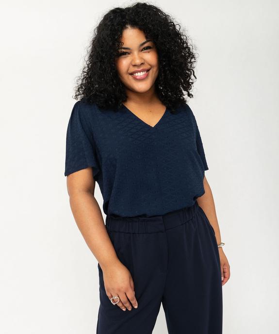 Blouse manches courtes en viscose jacquard femme grande taille vue1 - GEMO 4G GT - GEMO