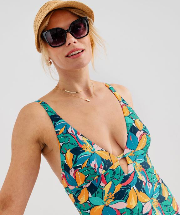 Maillot de bain une pièce fleuri avec mousses amovibles femme vue3 - GEMO (PLAGE) - GEMO