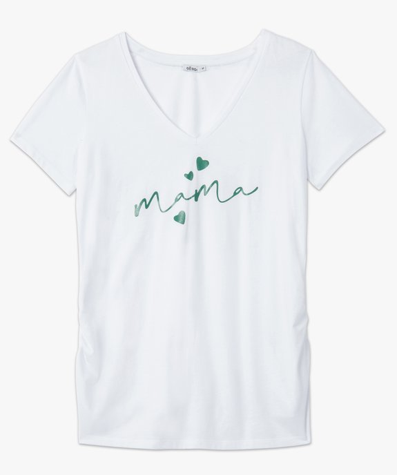 Tee-shirt de grossesse à col V avec inscription sur le buste vue4 - GEMO (MATER) - GEMO