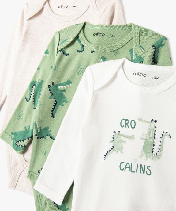 Body à manches courtes et col US en coton biologique bébé (lot de 3) vue2 - GEMO 4G BEBE - GEMO