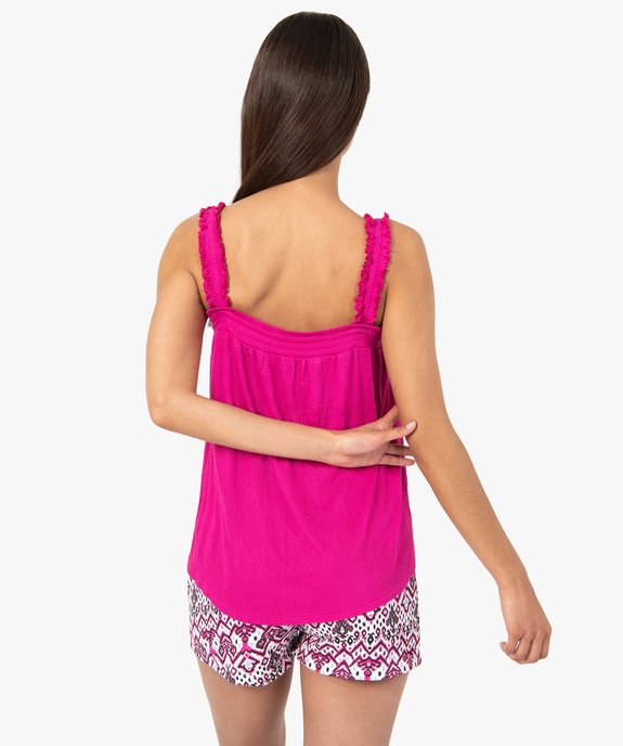 Haut de pyjama femme forme débardeur froncé vue3 - GEMO(HOMWR FEM) - GEMO