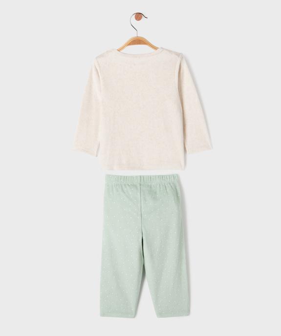 Pyjama 2 pièces en velours à motifs animaux bébé fille vue4 - GEMO 4G BEBE - GEMO