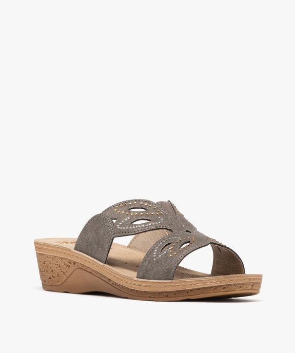 Mules confort à talon compensé et strass femme vue2 - G'FLEX - GEMO