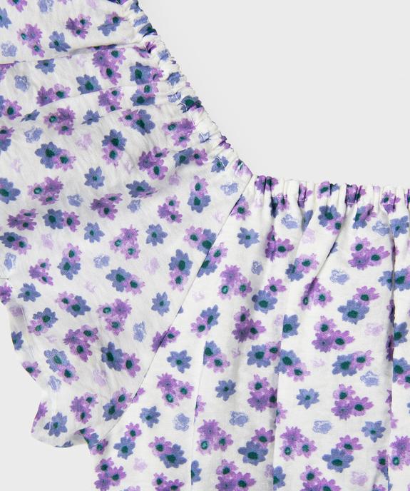 Blouse manches courtes à motifs fleuris avec col modulable fille vue3 - GEMO (JUNIOR) - GEMO