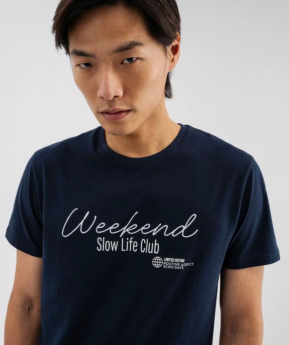 Tee-shirt manches courtes en jersey de coton brodé homme vue2 - GEMO 4G HOMME - GEMO