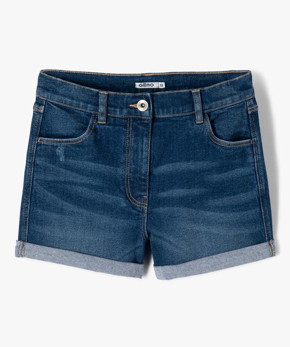 Short fille en jean avec revers cousus vue1 - GEMO (JUNIOR) - GEMO