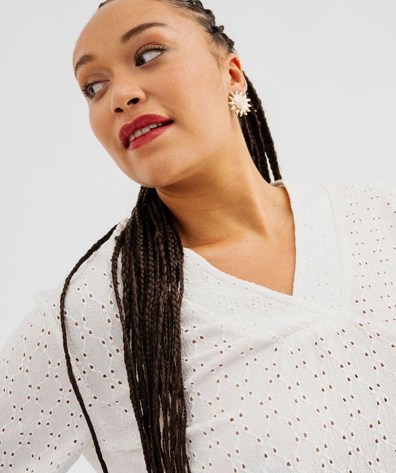 Blouse manches longues en maille ajourée femme grande taille vue2 - GEMO 4G GT - GEMO