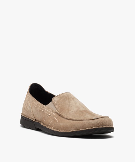 Mocassins homme confort dessus cuir retourné uni vue2 - ZEN AIR - GEMO