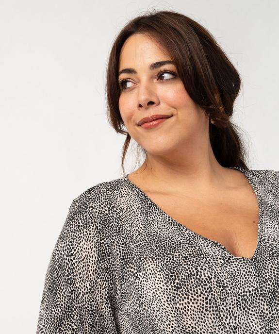 Robe manches 3/4 en maille fluide imprimée femme grande taille vue2 - GEMO (G TAILLE) - GEMO
