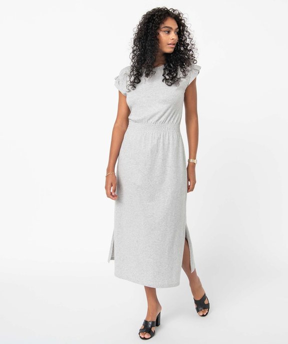 Robe femme longue avec épaules froncées vue1 - GEMO(FEMME PAP) - GEMO