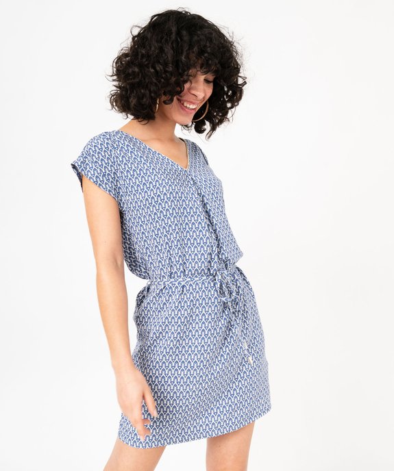 Robe femme avec double col V scintillant vue1 - GEMO 4G FEMME - GEMO