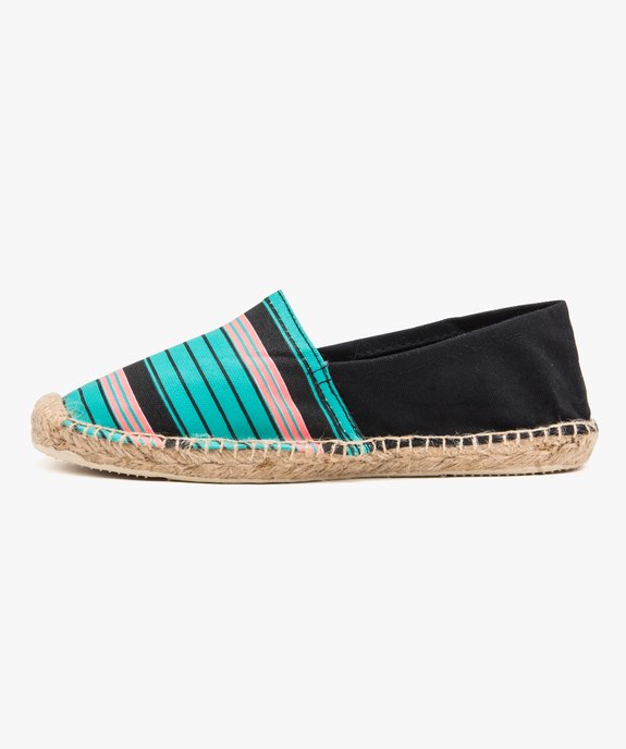 Espadrilles femme à talon plat dessus toile vue3 - GEMO (PLAGE) - GEMO