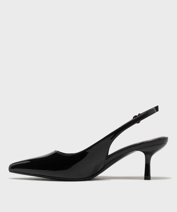 Escarpins sling-back vernis à bout pointu et talon fin femme- Follow Me vue3 - FOLLOW ME - GEMO