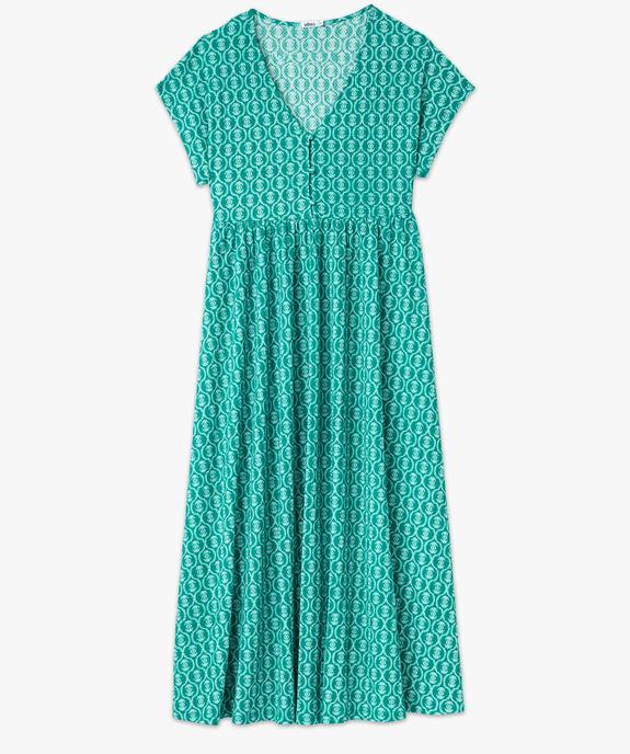 Robe longue taille empire en maille froissée extensible femme vue4 - GEMO 4G FEMME - GEMO