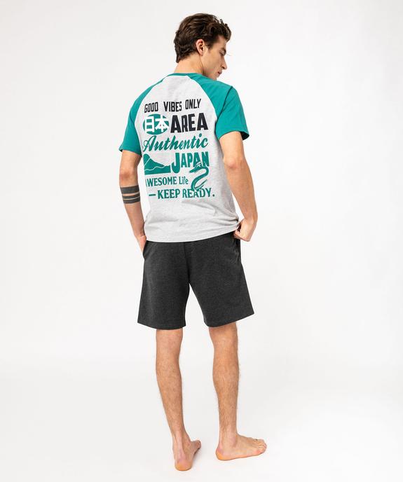 Pyjashort bicolore avec motif brodé homme vue3 - GEMO 4G HOMME - GEMO