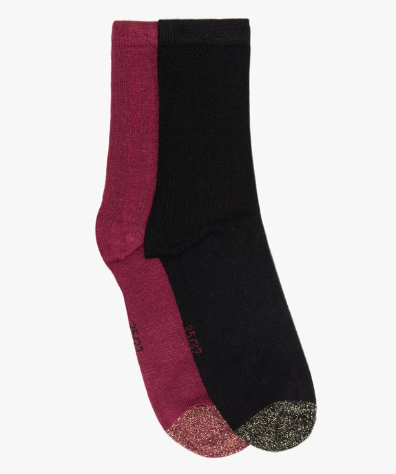 Chaussettes femme côtelées à bout pailleté (lot de 2) vue1 - GEMO(HOMWR FEM) - GEMO