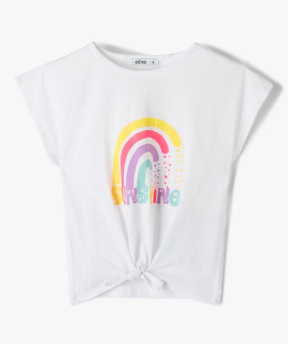 Tee-shirt fille large et noué dans le bas à manches très courtes et  vue1 - GEMO (ENFANT) - GEMO