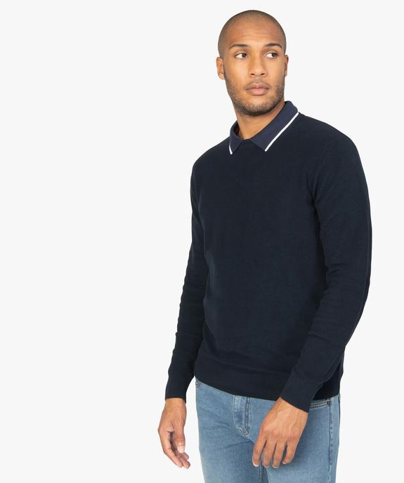 Pull homme en maille fantaisie avec col rond vue1 - GEMO (HOMME) - GEMO
