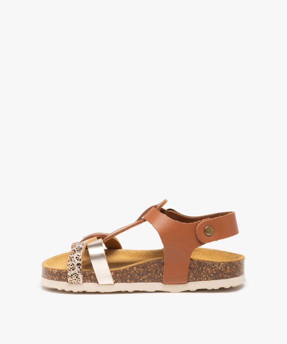 Sandales bébé fille à brides métallisées dessus cuir vue3 - GEMO(BEBE DEBT) - GEMO