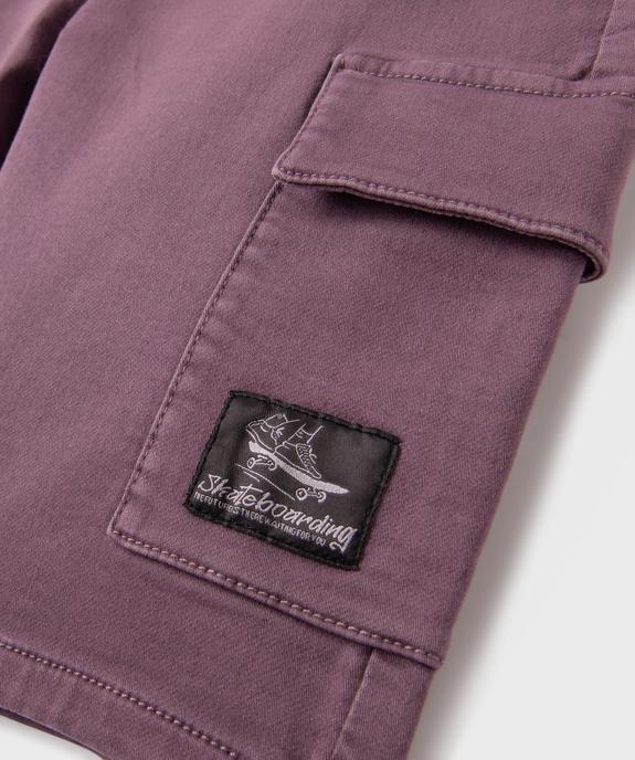 Bermuda cargo en coton stretch à coloris unique garçon vue3 - GEMO (JUNIOR) - GEMO