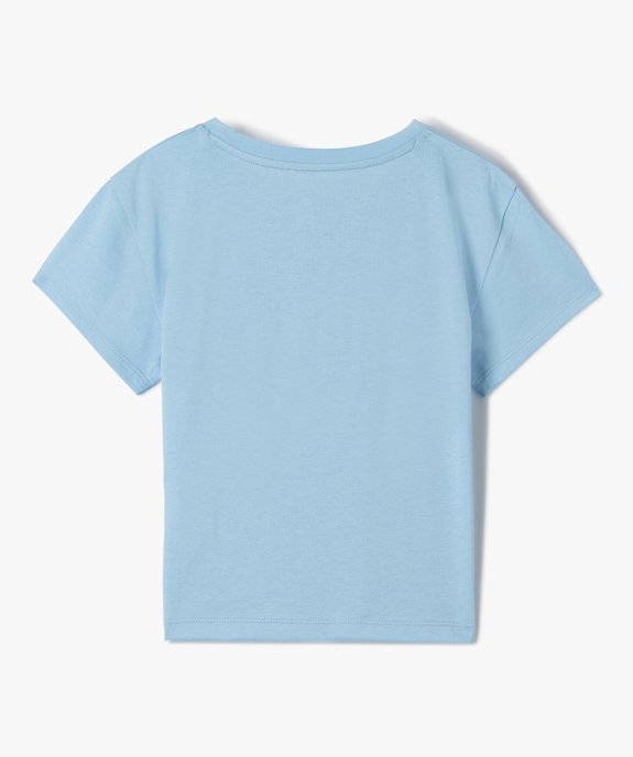 Tee-shirt fille à manches courtes imprimé coupe large et courte vue3 - GEMO (ENFANT) - GEMO