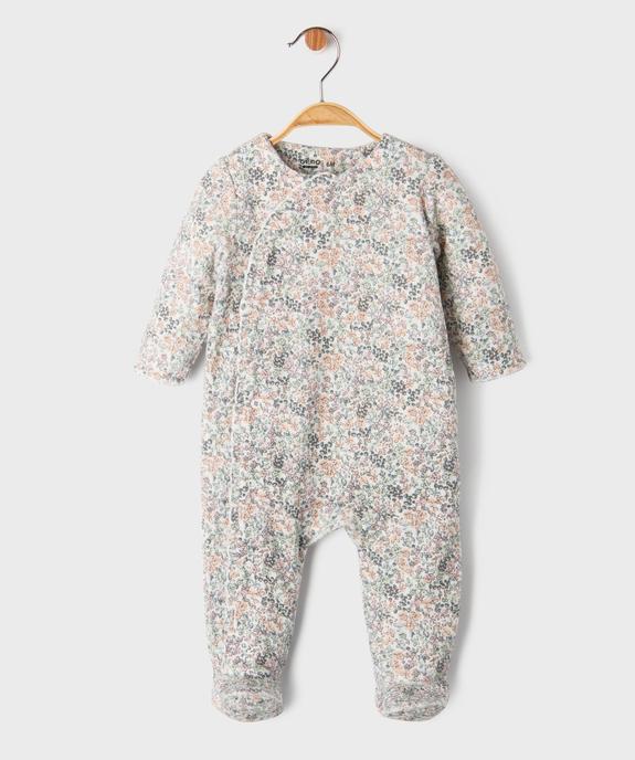 Pyjama en velours fleuri à ouverture devant bébé vue1 - GEMO 4G BEBE - GEMO