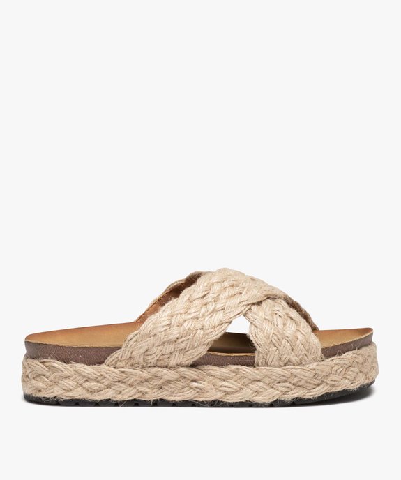 Mules femme unies à talon compensé en corde tressée vue1 - SANS MARQUE - GEMO