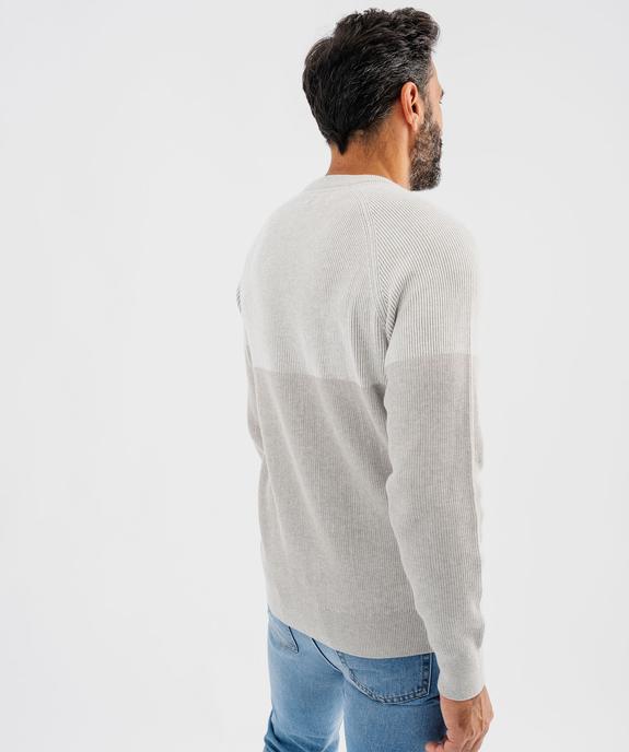 Pull en maille côtelée bicolore homme - GEMO 4G HOMME Pull en maille côtelée bicolore homme vue7 - GEMO 4G HOMME - GEMO