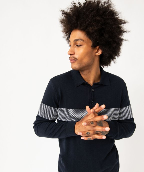 Pull fine maille a col polo homme