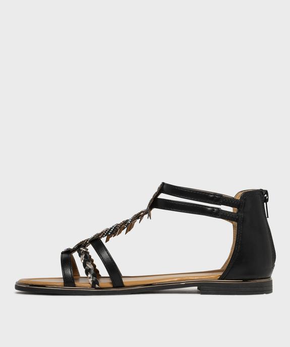 Sandales plates à brides avec fermeture zip au talon femme - Emilia Rosa vue3 - EMILIA ROSA - GEMO