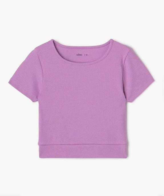 Tee-shirt fille en maille côtelée coupe courte vue1 - GEMO (JUNIOR) - GEMO