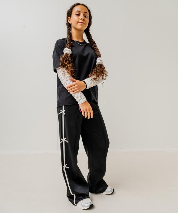 Pantalon de jogging avec petits noeuds sur le côté fille vue1 - GEMO (JUNIOR) - GEMO
