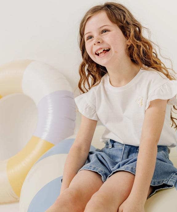 Tee-shirt à manches courtes avec volants fille vue6 - GEMO (ENFANT) - GEMO