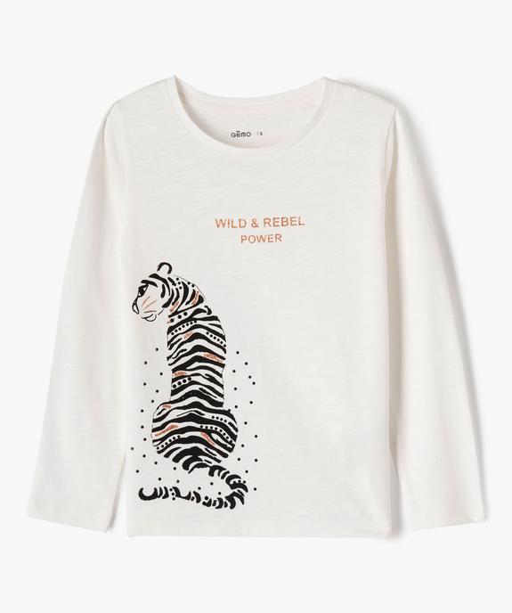 Tee-shirt manches longues imprimé pailleté fille vue2 - GEMO 4G FILLE - GEMO