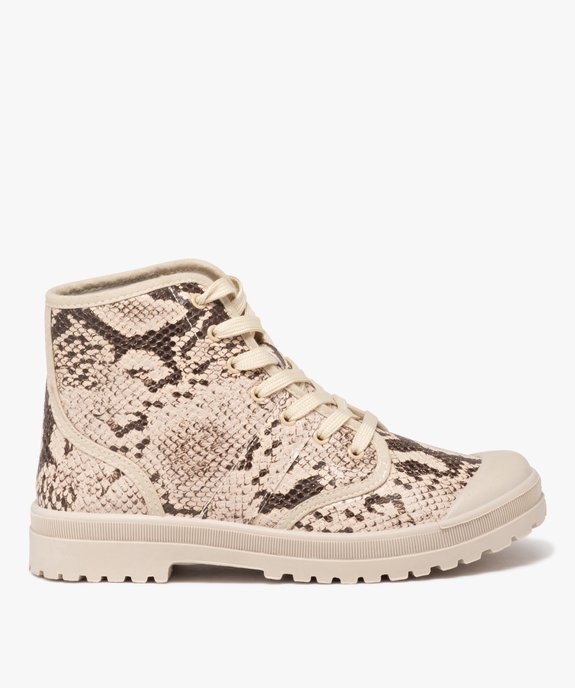 Baskets femme en toile montante vernie motif python vue1 - GEMO (SPORTSWR) - GEMO