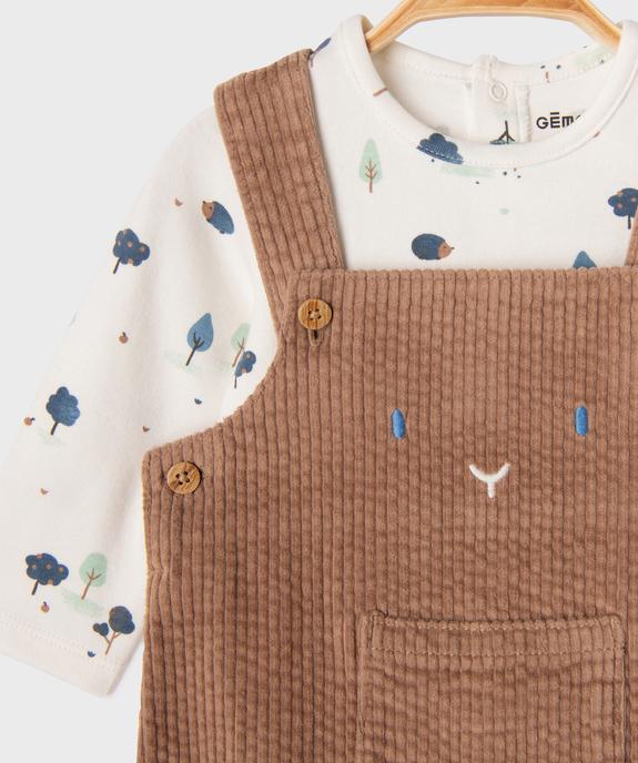 Ensemble 2 pièces bébé garçon salopette en velours et body manches longues vue2 - GEMO(BB COUCHE) - GEMO