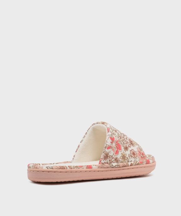 Chaussons mules bout ouvert à motifs fleuris semelle femme vue4 - GEMO(HOMWR FEM) - GEMO