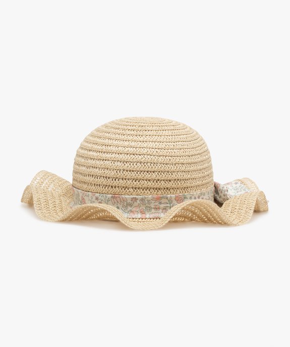 Chapeau de paille avec foulard fleuri bébé fille vue1 - GEMO(BEBE DEBT) - GEMO