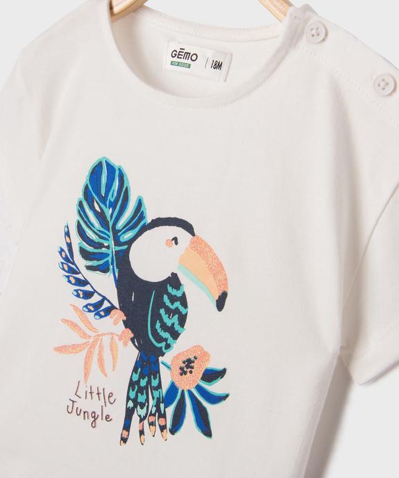 Pyjashort 2 pièces motif oiseau exotique bébé fille vue2 - GEMO 4G BEBE - GEMO