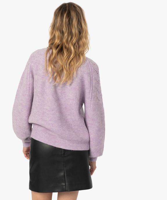 Pull femme en maille ajourée sur l’avant vue3 - GEMO 4G FEMME - GEMO