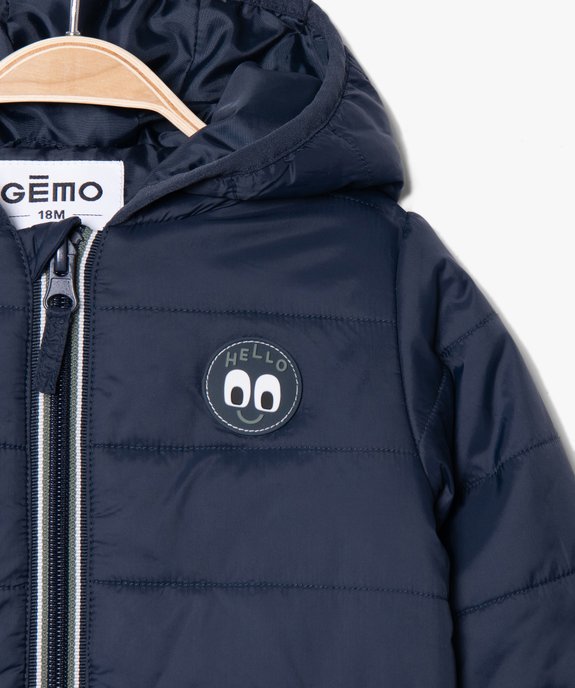 Doudoune bébé garçon à capuche et détails contrastants vue3 - GEMO 4G BEBE - GEMO