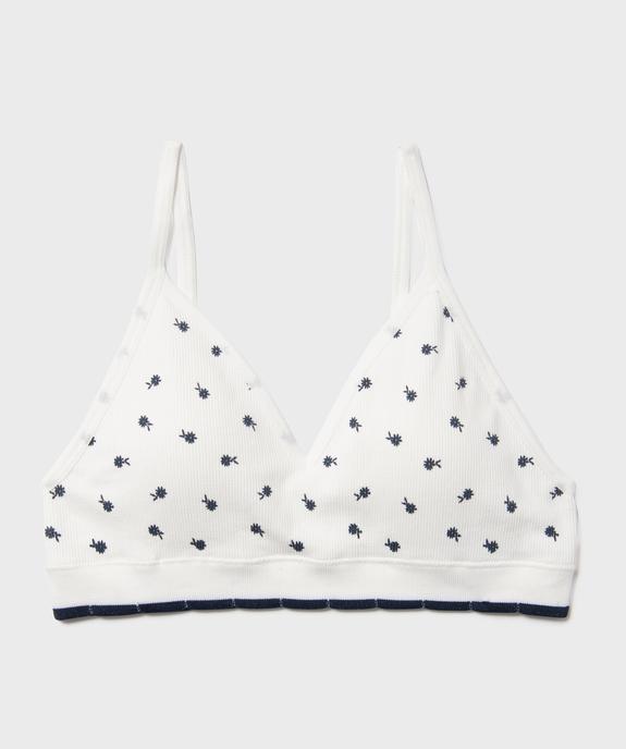 Brassière en maille côtelée à fines bretelles avec mousses amovibles fille vue1 - GEMO 4G FILLE - GEMO