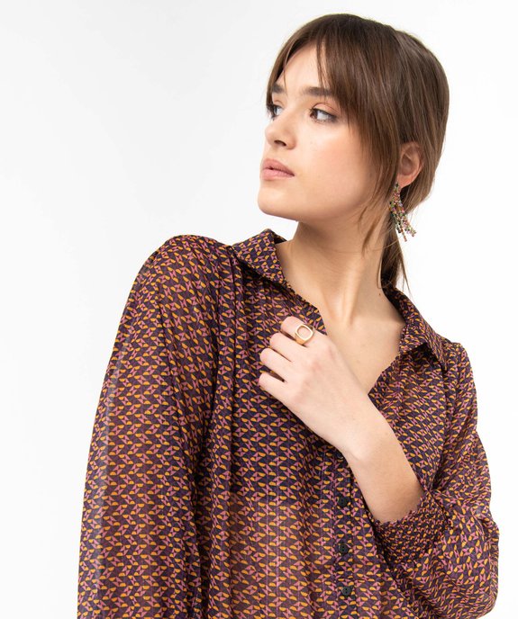 Blouse femme à motifs et rayures scintillantes vue2 - GEMO 4G FEMME - GEMO