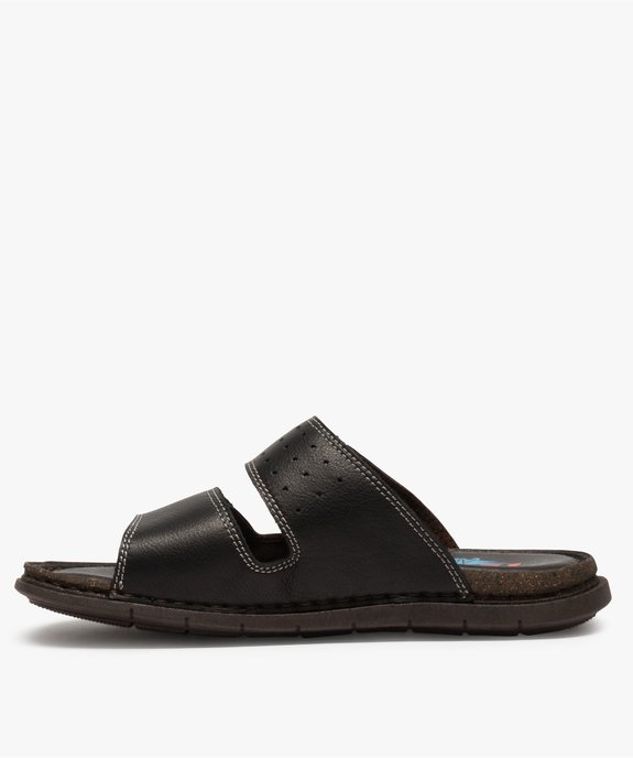 Sandales homme mules dessus et intérieur cuir vue3 - ZEN AIR - GEMO