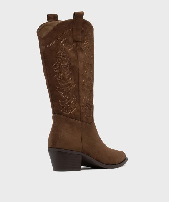 Bottes à talon cubain et bout pointu look santiag femme vue4 - SANS MARQUE - GEMO