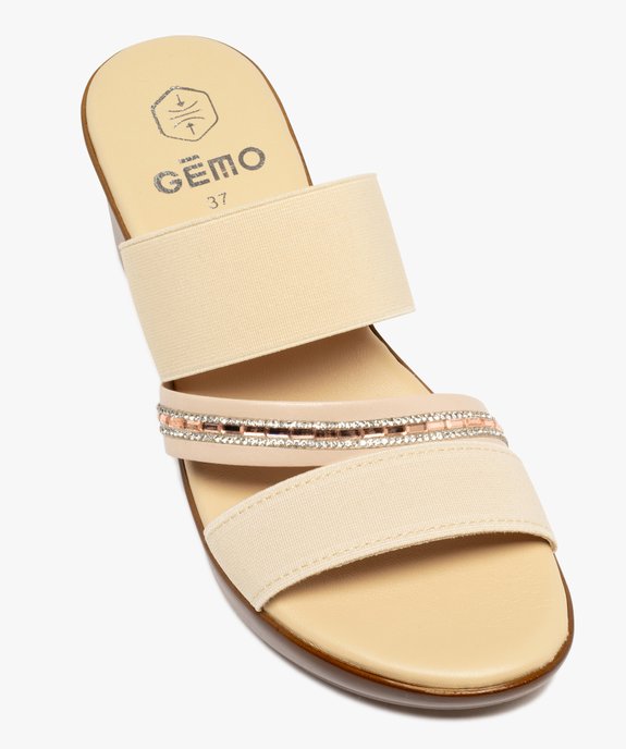 Mules femme à talon compensé avec brides élastiques et strass vue5 - GEMO(URBAIN) - GEMO