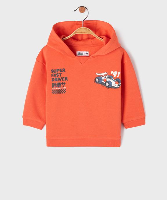 Sweat à capuche avec motif voiture de course bébé garçon vue1 - GEMO 4G BEBE - GEMO