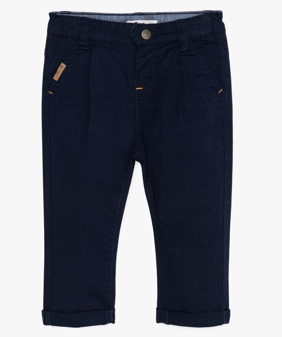 Pantalon bébé garçon en toile unie avec pinces sur l'avant vue1 - GEMO(BEBE DEBT) - GEMO