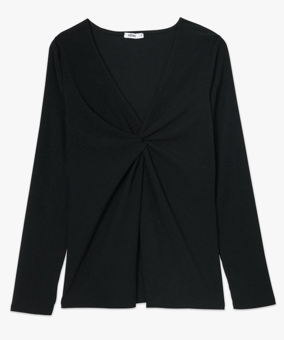 Tee-shirt femme en maille froissée avec effet noué sur l'avant vue4 - GEMO(FEMME PAP) - GEMO