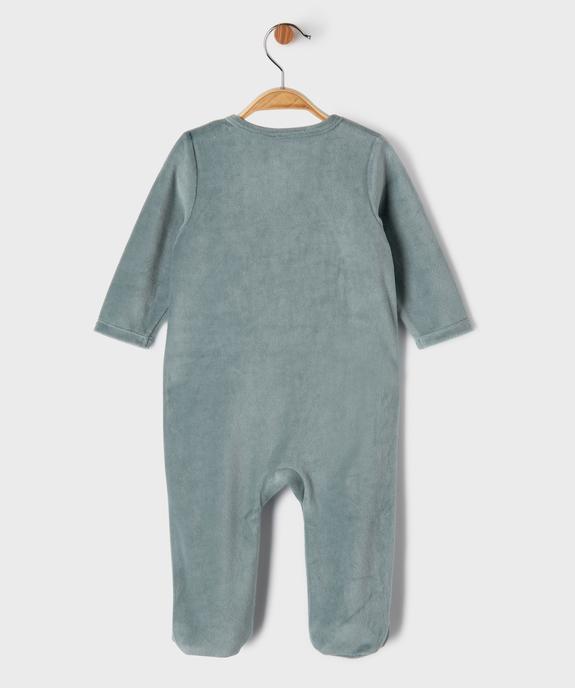 Pyjama en velours à ouverture devant imprimé bébé vue3 - GEMO 4G BEBE - GEMO